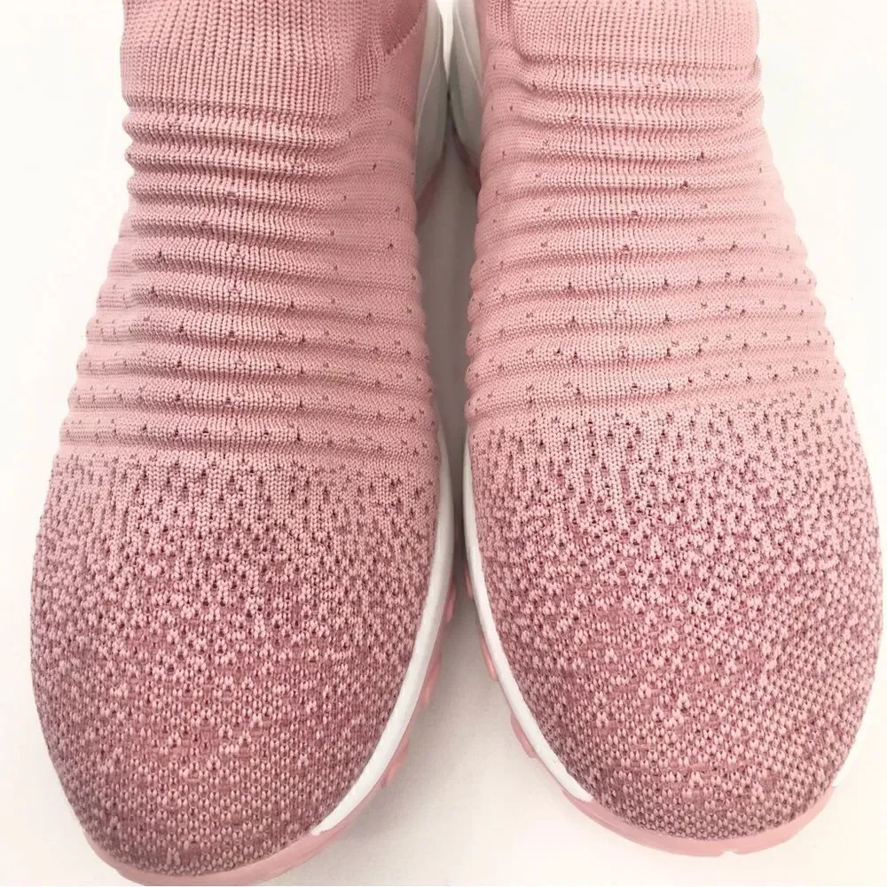 STQ Pink Gradient Air Cushion Speckled Knit Sock Athletic Walking Sneakers